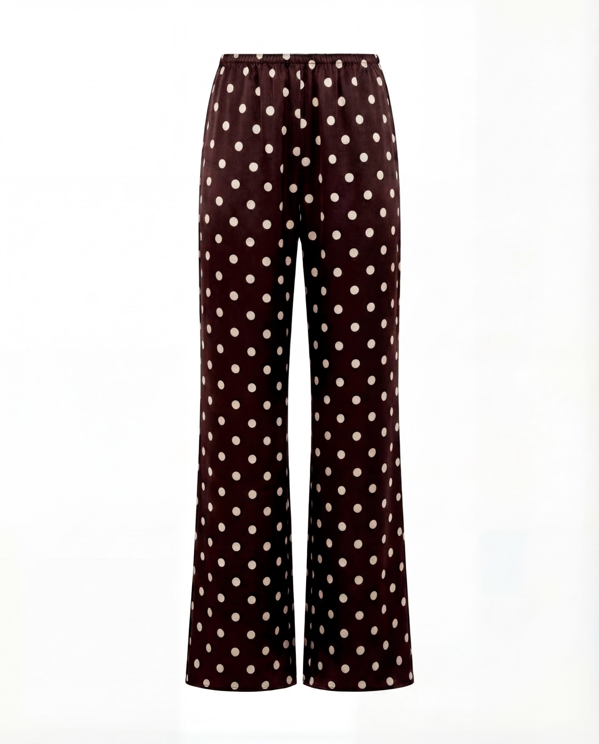 Silk trousers Flow - chocolate polka dot