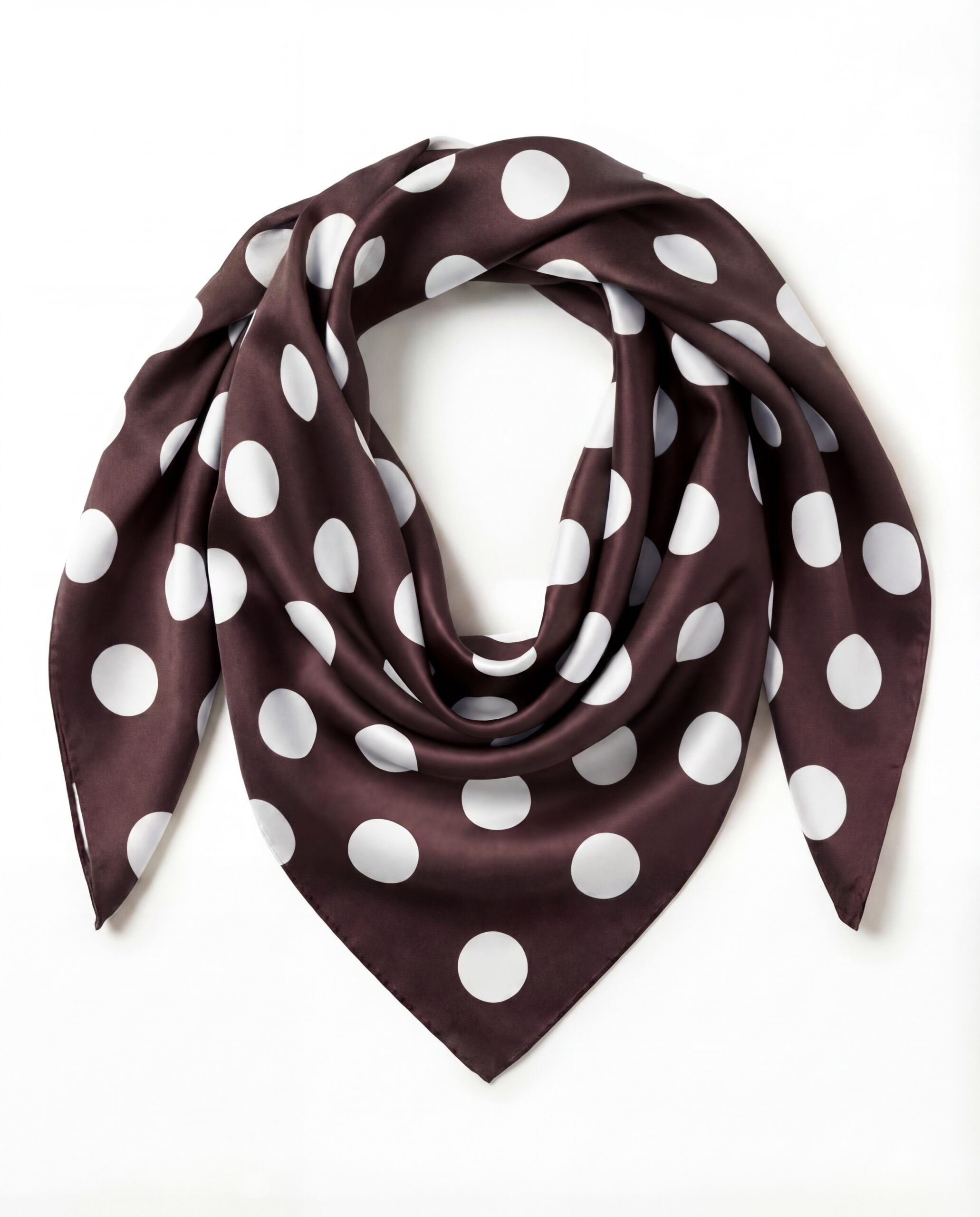 Silk Scarf - chocolate polka dots