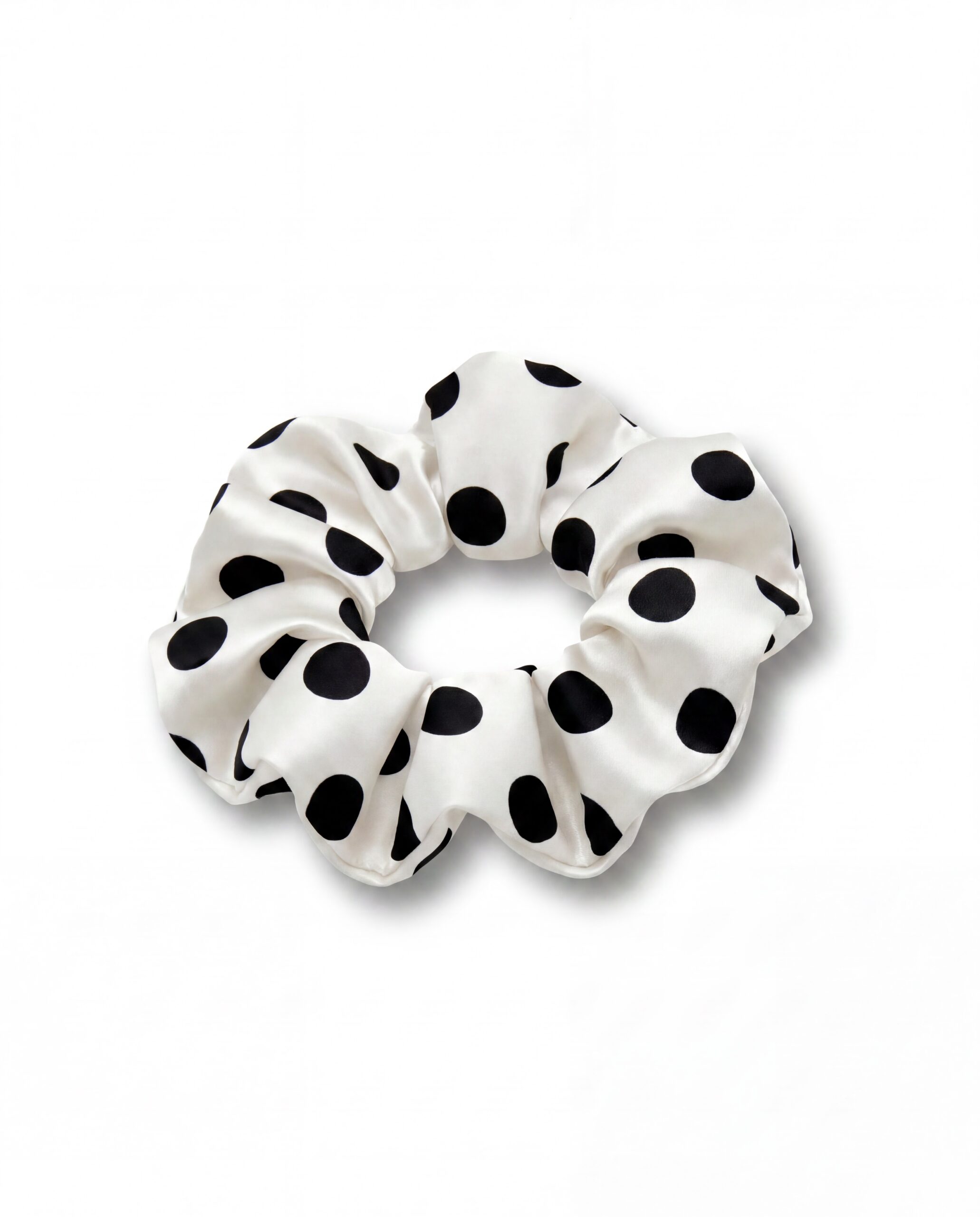 Silk midi scrunchie - polka ecru