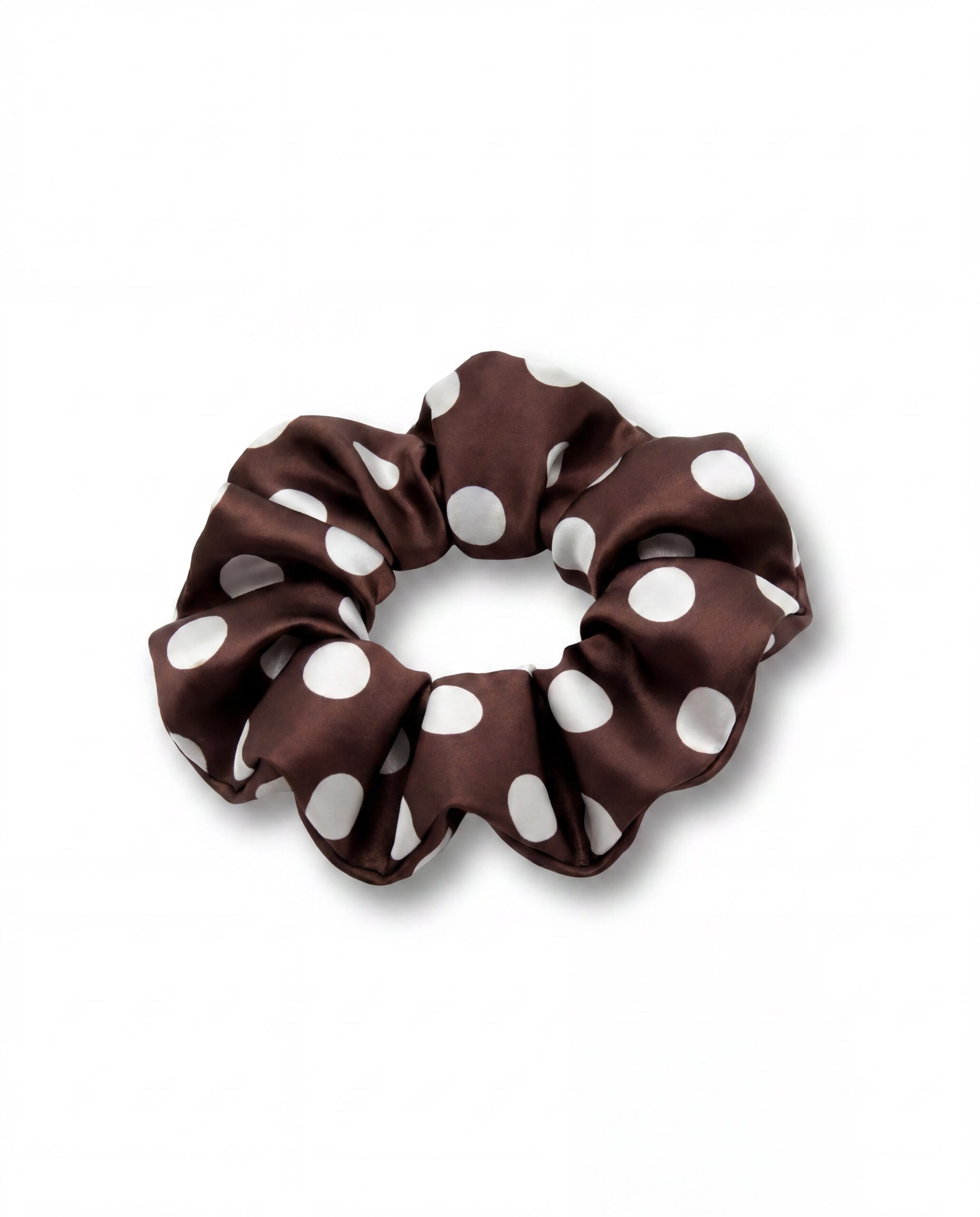 Silk midi scrunchie - polka chocolate