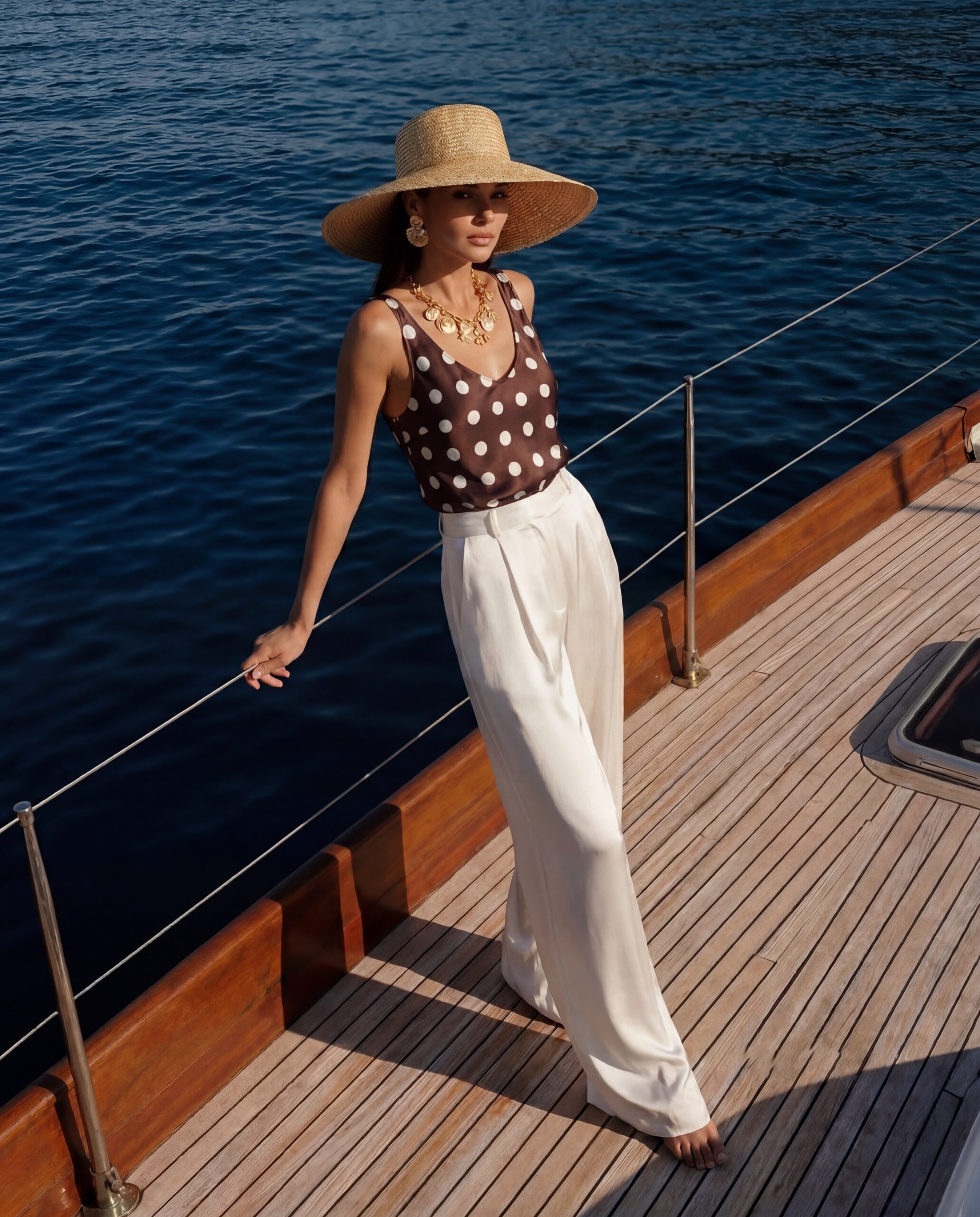 Silk top Diane - chocolate polka dots