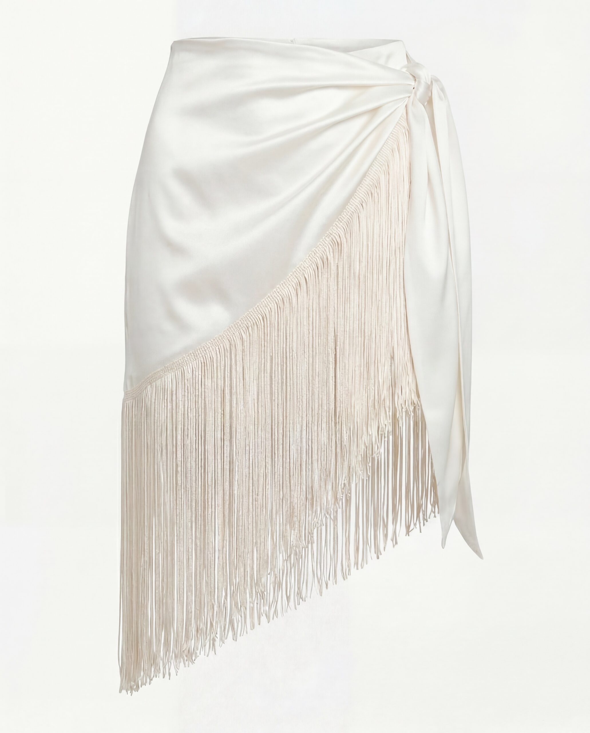 Silk fringed scarf – ecru