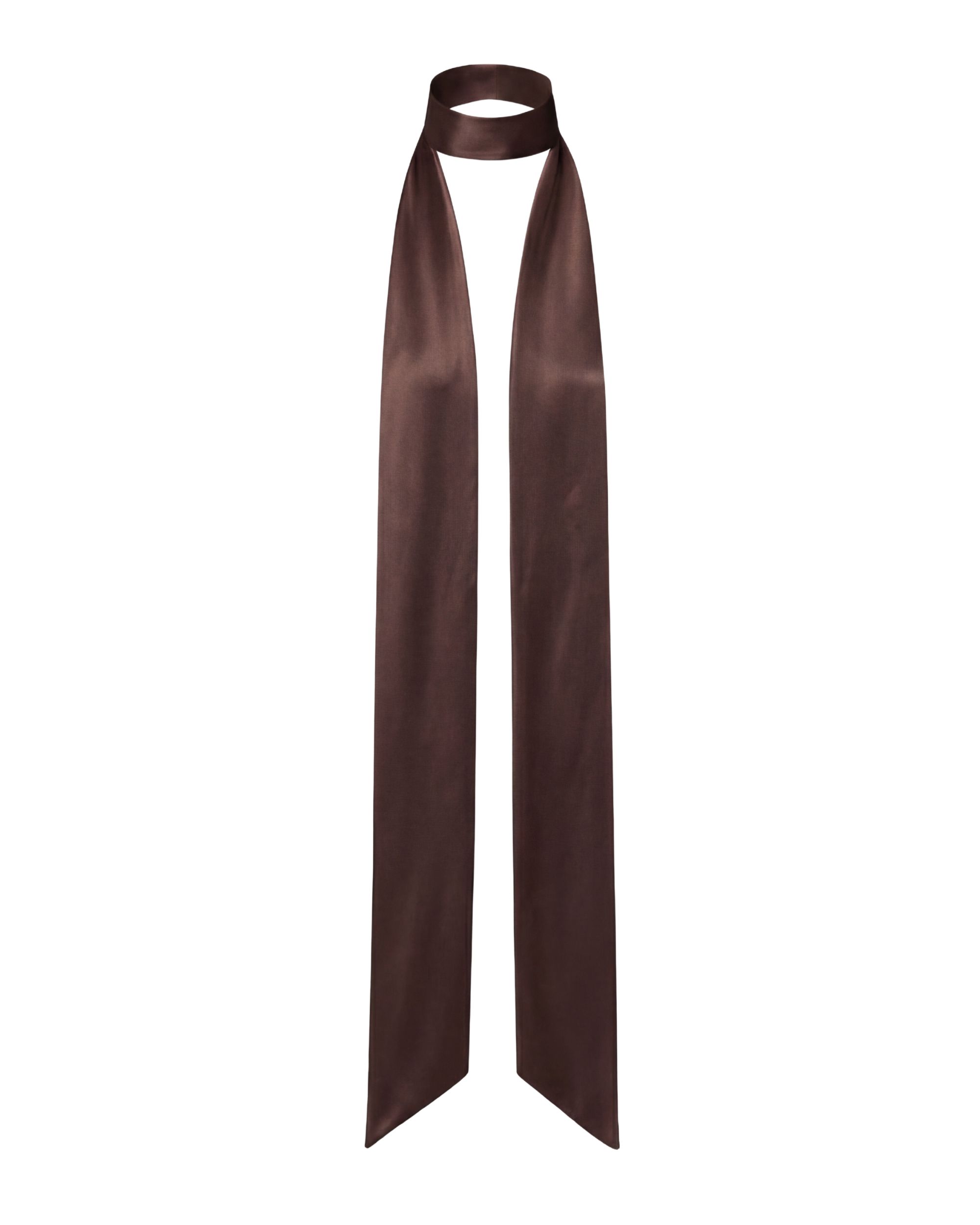 Long silk sash - chocolate