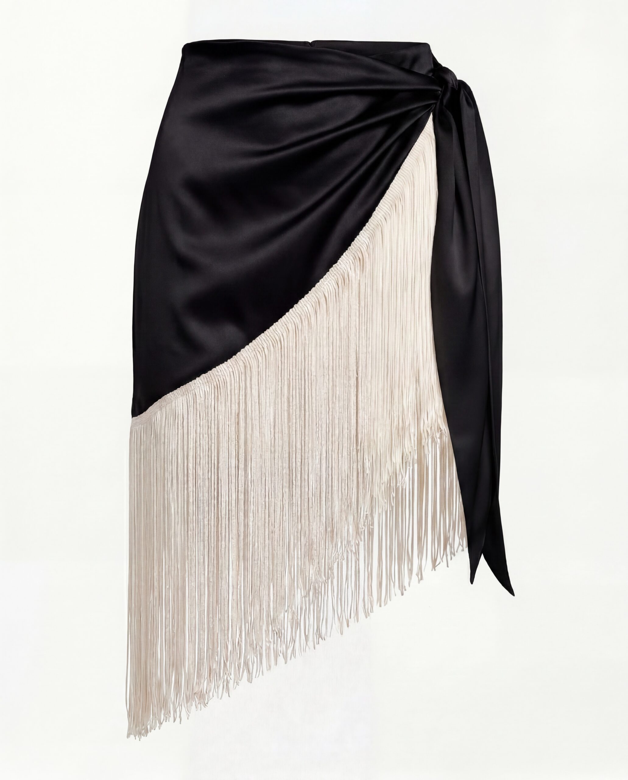 Silk fringed scarf – black